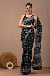 Traditional Authentic Hand Block Printed Pure Organic Cotton Sarees With matching Blouse(BFCS21)